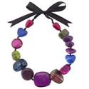 One Button Multicoloured Purple Crackle Bead Ribbo