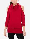 Cowl Neck Cold Shoulder Sweater