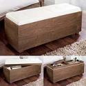 Tesoro storage ottoman white and walnut 