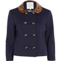 Navy print collar cut off jacket