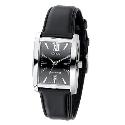 Lorus Men's Black Leather Strap Watch