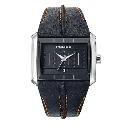 Police Men's Black Leather Strap Watch