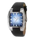 Diesel Men's White Metal Black Leather Strap Watch