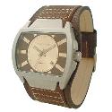 Kahuna Men's Brown Tonneau Dial Brown Leather Cuff Watch