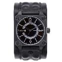 Firetrap Black Leather Rebel Cuff Watch