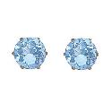 9ct Gold Blue Topaz Claw Set Stud Earrings