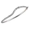 9ct White Gold Cubic Zirconia Wave Bangle