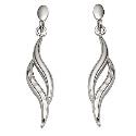 9ct White Gold Diamond-cut Flame Drop Earrings