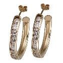 9ct Gold Channel Set Cubic Zirconia Hoop Earrings