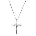 9ct White Gold Diamond Cross Pendant