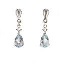 9ct White Gold Blue Topaz Drop Earrings