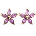 9ct Gold Amethyst Flower Stud Earrings