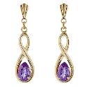 9ct Gold Amethyst ""Figure of 8"" Drop Earrings