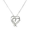 9ct White Gold Diamond Double Heart Pendant