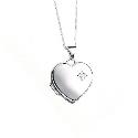 9ct White Gold Diamond Set Heart Locket and Necklace