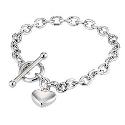 9ct White Gold Heart T-bar Bracelet