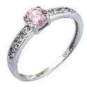 9ct White Gold Pink & White Cubic Zirconia Ring