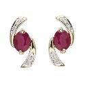 9ct Yellow Gold Ruby & Diamond Twist Earrings