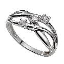 9ct White Gold Three-stone Cubic Zirconia Weave Ring