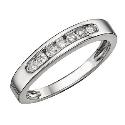 9ct White Gold 1/4 Carat Diamond Seven Stone Eternity Ring