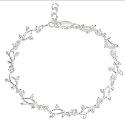 Silver Cubic Zirconia Leaf Pattern Bracelet