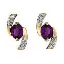 9ct Yellow Gold Amethyst Cubic Zirconia Stud Earrings