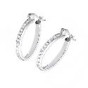 Sterling Silver Cubic Zirconia Oval Creole Earrings