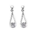 9ct White Gold Cubic Zirconia Teardrop Earrings