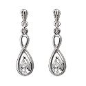 Sterling Silver Cubic Zirconia Figure of 8 Drop Earrings