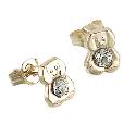 9ct Gold Crystal Dog Stud Earrings