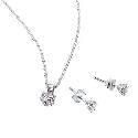 Sterling Silver Cubic Zirconia Pendant Earrings Boxed Set