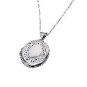 Sterling Silver 18" Crystal Set Locket