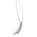 Sterling Silver Cubic Zirconia Split Curve 18" Pendant