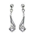 Sterling Silver Cubic Zirconia Comma Drop Earrings