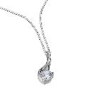 Sterling Silver Cubic Zirconia Comma 18" Pendant