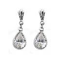 9ct White Gold Cubic Zirconia Pear Drop Earrings