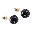 9ct Yellow Gold Black Moon Stud Earrings