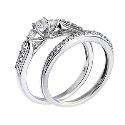 18ct White Gold Three Stone Half Carat Bridal Set