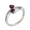 Sterling Silver Diamond and Garnet Crossover Ring