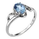 9ct White Blue Topaz Cubic Zirconia Spiral Ring