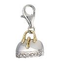 9ct Yellow Gold Silver Cubic Zirconia Handbag Charm