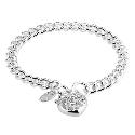 Love Stories Sterling Silver Lace Heart Lock Bracelet 7.5"