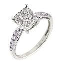 9ct White Gold Third Carat Diamond Cluster Ring