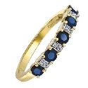 9ct Yellow Gold Rhodium Plated Sapphire and Diamond Ring