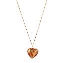 9ct Yellow Gold Orange Murano Glass Heart Pendant