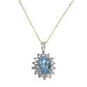 9ct Gold Blue Topaz Cluster Pendant