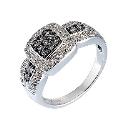 Silvermist Half Carat Grey and White Diamond Set Ring