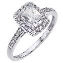 9ct White Gold Emerald Cut Cubic Zirconia Ring