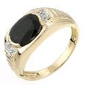 9ct Yellow Gold Sapphire Diamond Signet Ring