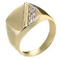 Men's 9ct Yellow Gold Diamond Oblong Ring